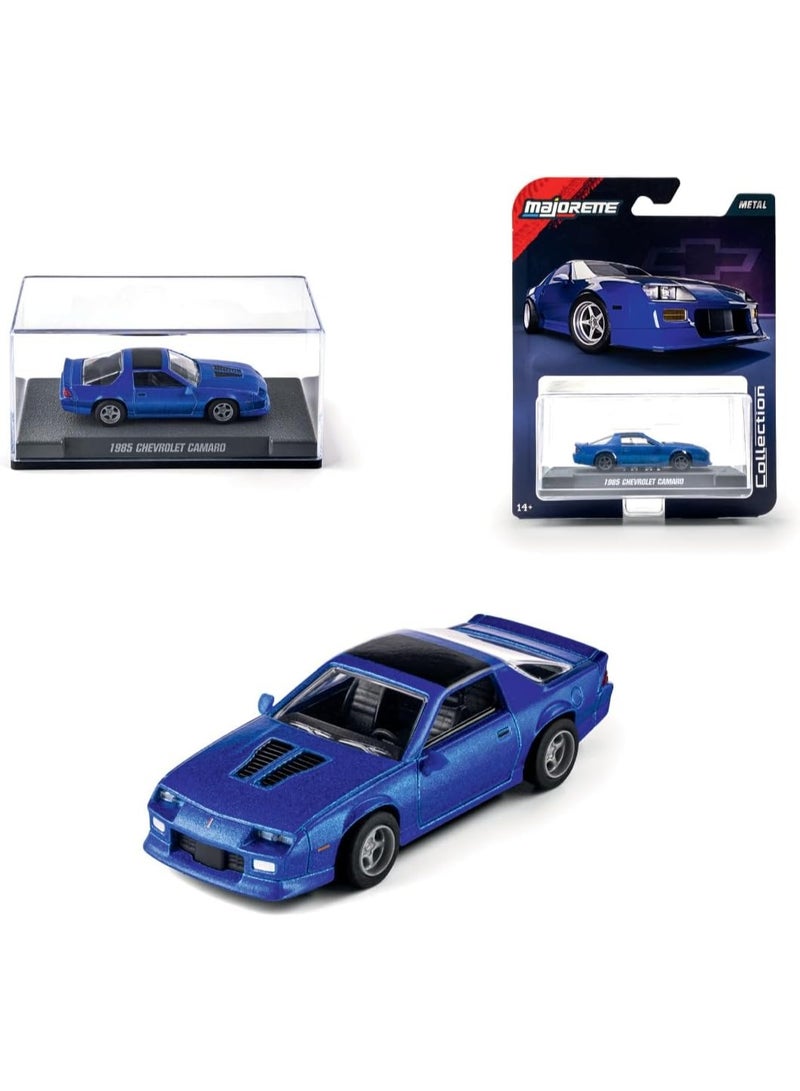 Majorette مجموعة سيارات ماجوريت 1985 شيفروليه كامارو - سيارة أيقونية لجمع التذكارات مع هيكل معدني، إطارات مطاطية وعرض، مقياس 1:64، للأعمار 14 وما فوق، الموجة 1 - Image 1